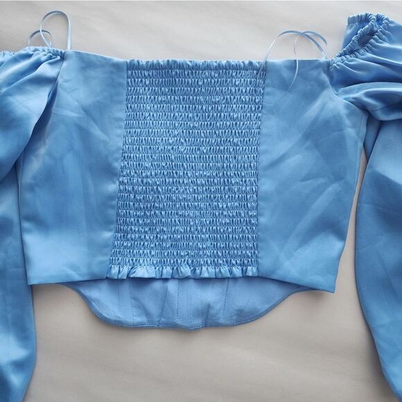 WAYF Corset Long Sleeve Baby Blue Size M - Picture 9 of 9